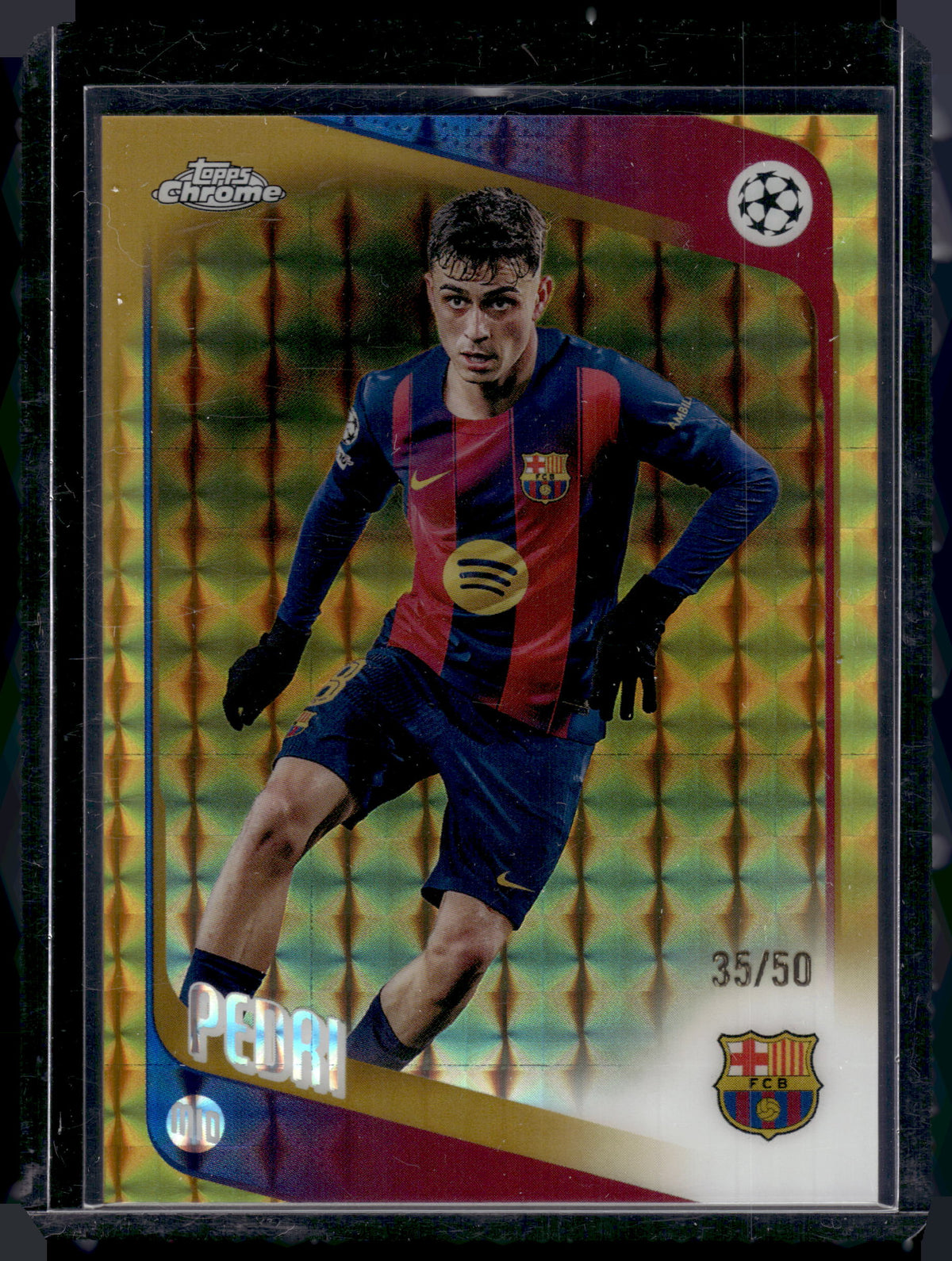 HL-P01 2026 Topps Chrome UEFA Champions League Pedri #196 Gold Geometric /50