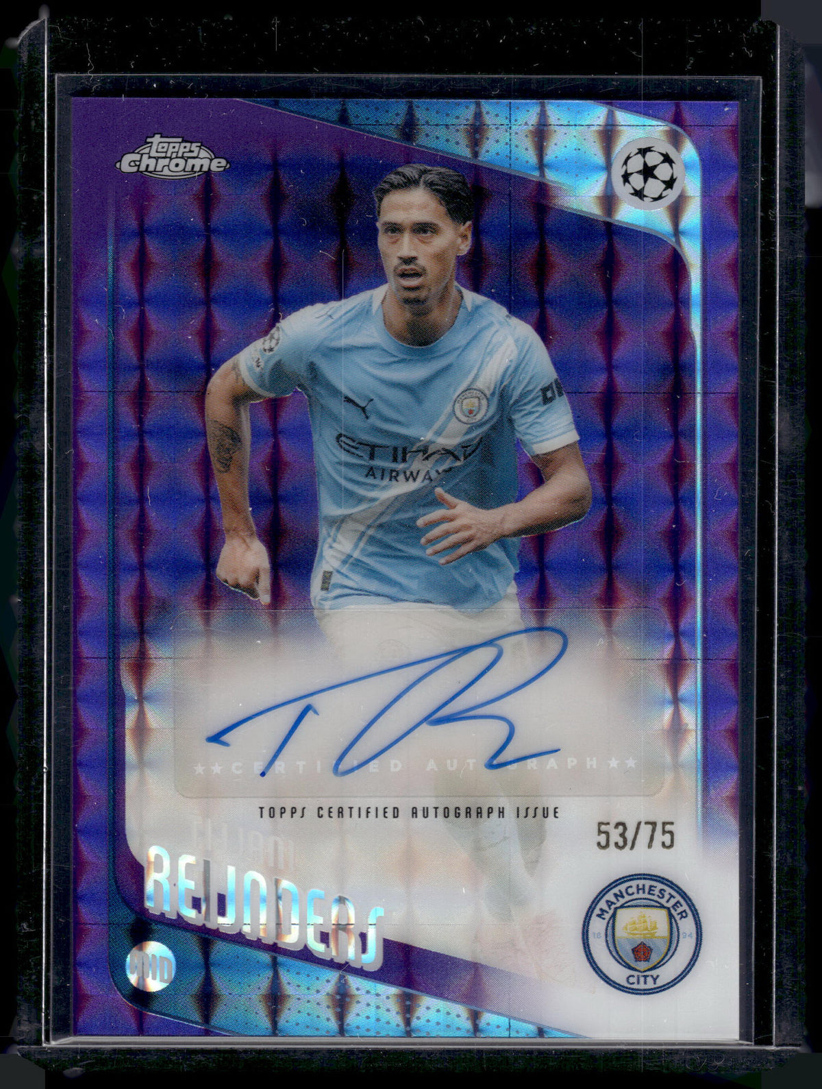 HL-P01 2026 Topps Chrome UEFA Tijjani Reijnders #CA-TR Purple Geometric /75 Auto