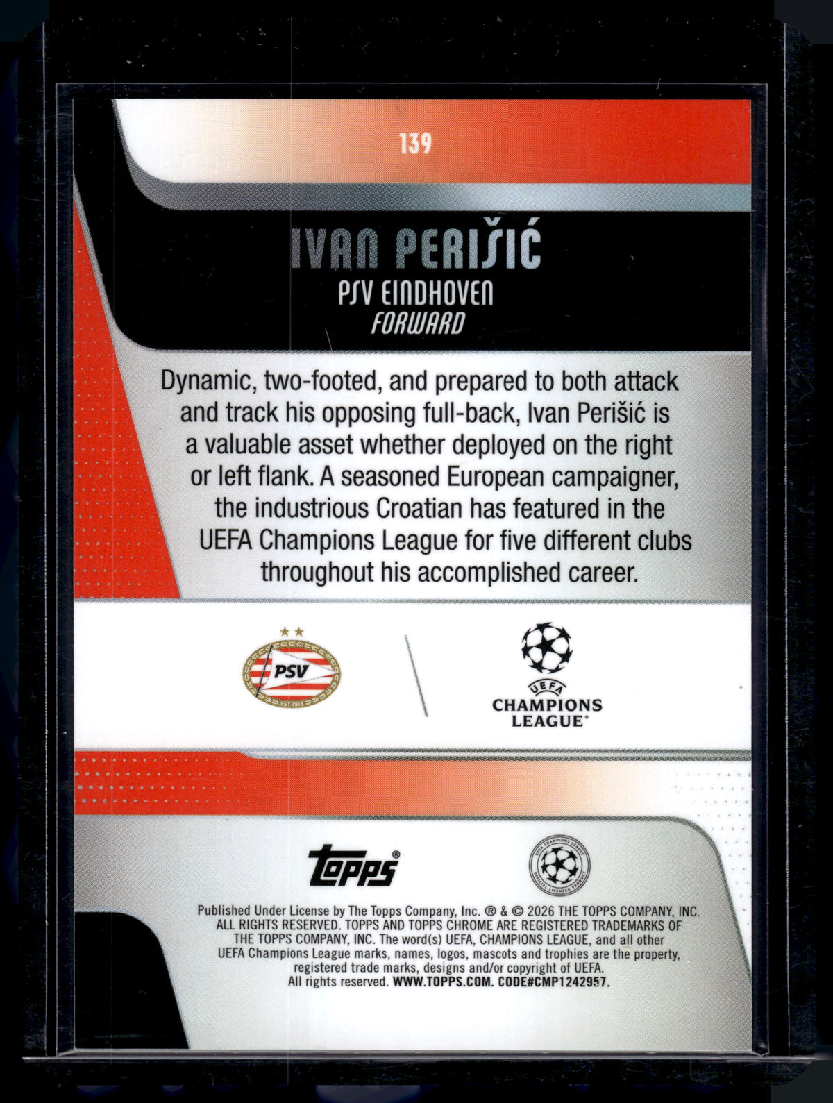 HL-P01 2026 Topps Chrome UEFA Ivan Perišić #139 Gold Geometric /50