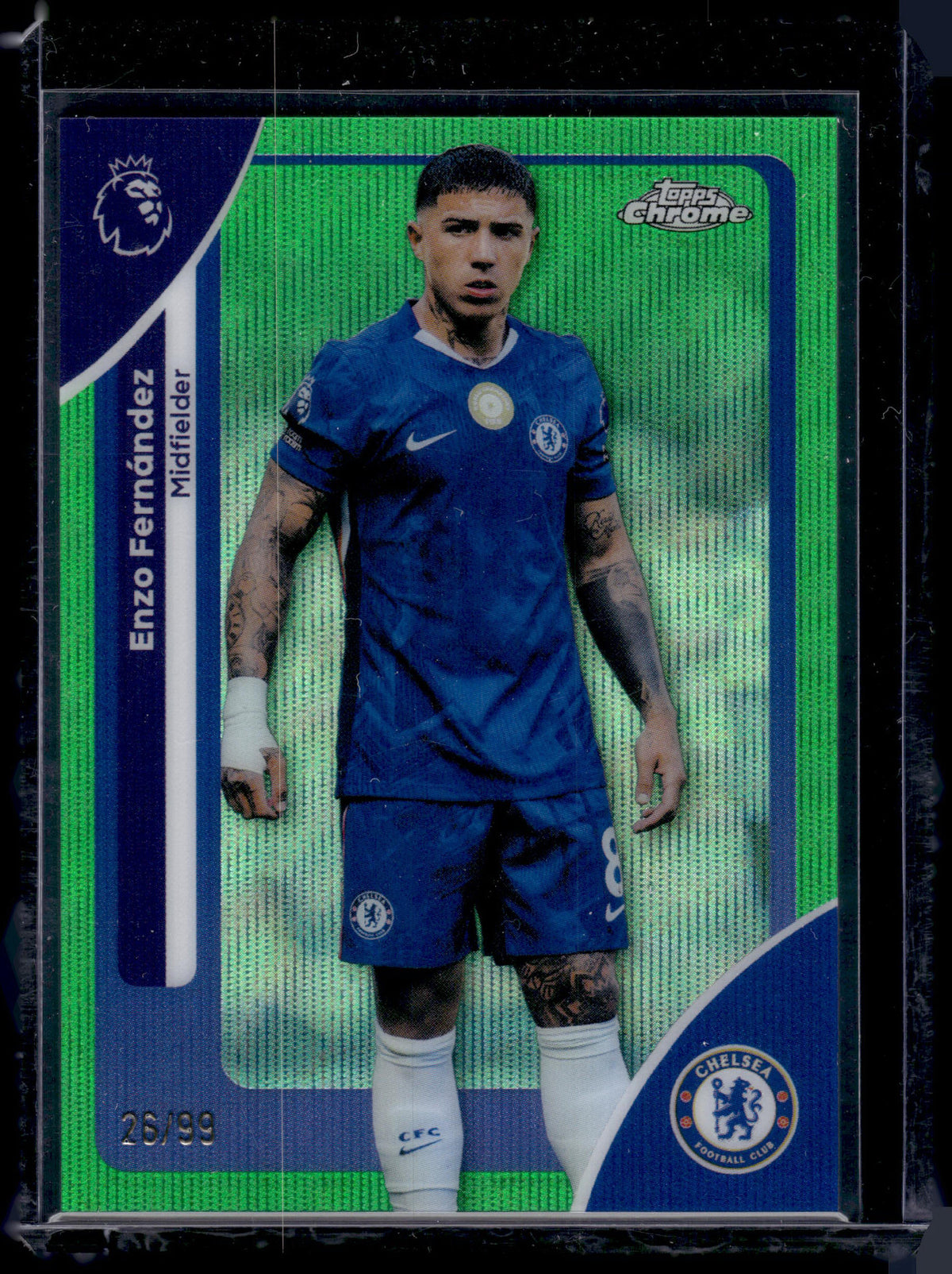 HL-P01 2025-26 Topps Chrome Premier League Enzo Fernández #66 Green Wave /99