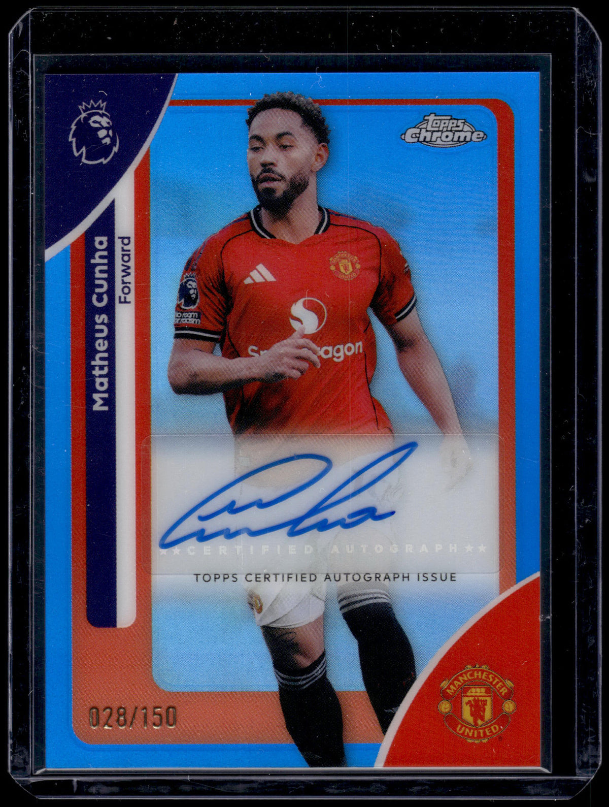 HL-P01 2025-26 Topps Chrome Premier League Matheus Cunha #CA-MC Blue /150 Auto