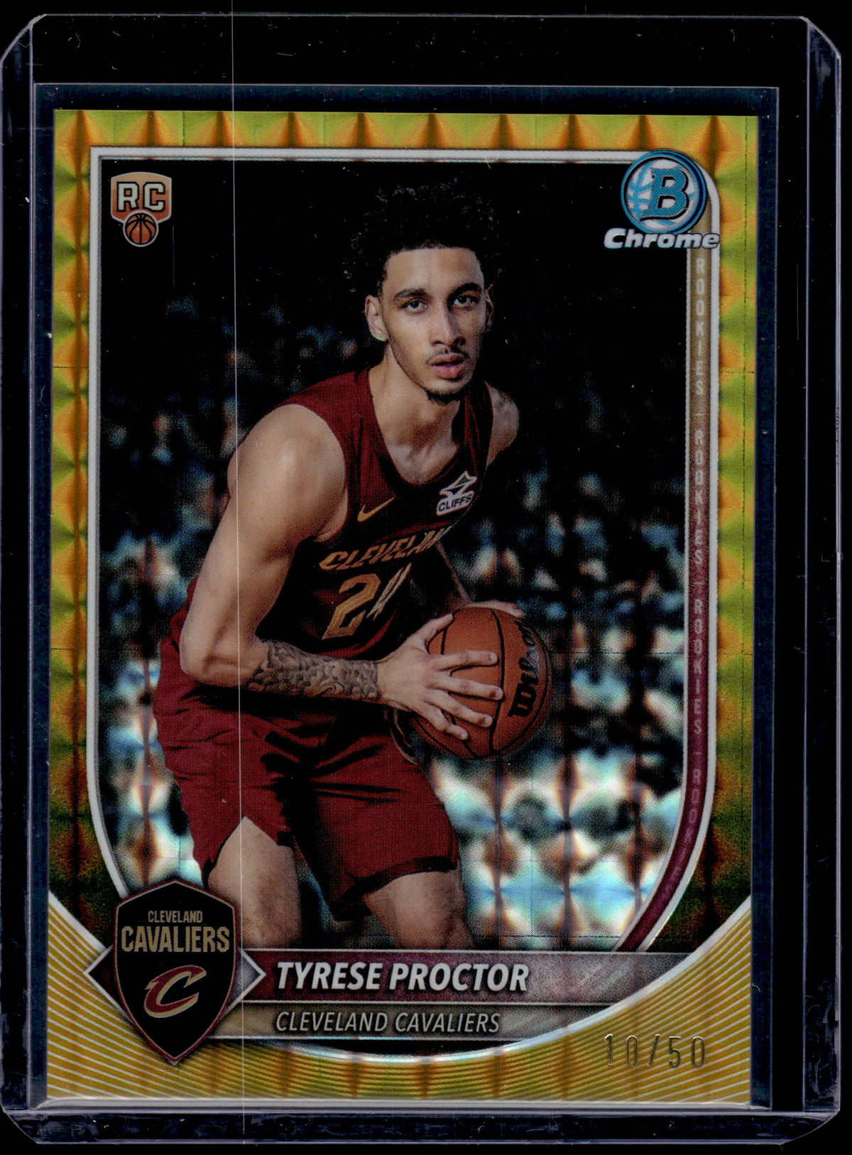 HL-P01 2025 Bowman Chrome Tyrese Proctor #BCV-55 Gold Geometric Refractor /50 RC