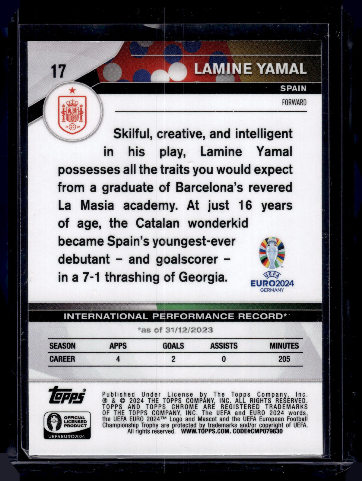 HL-P05 2024 Topps Chrome UEFA Euro National Debut Lamine Yamal #17