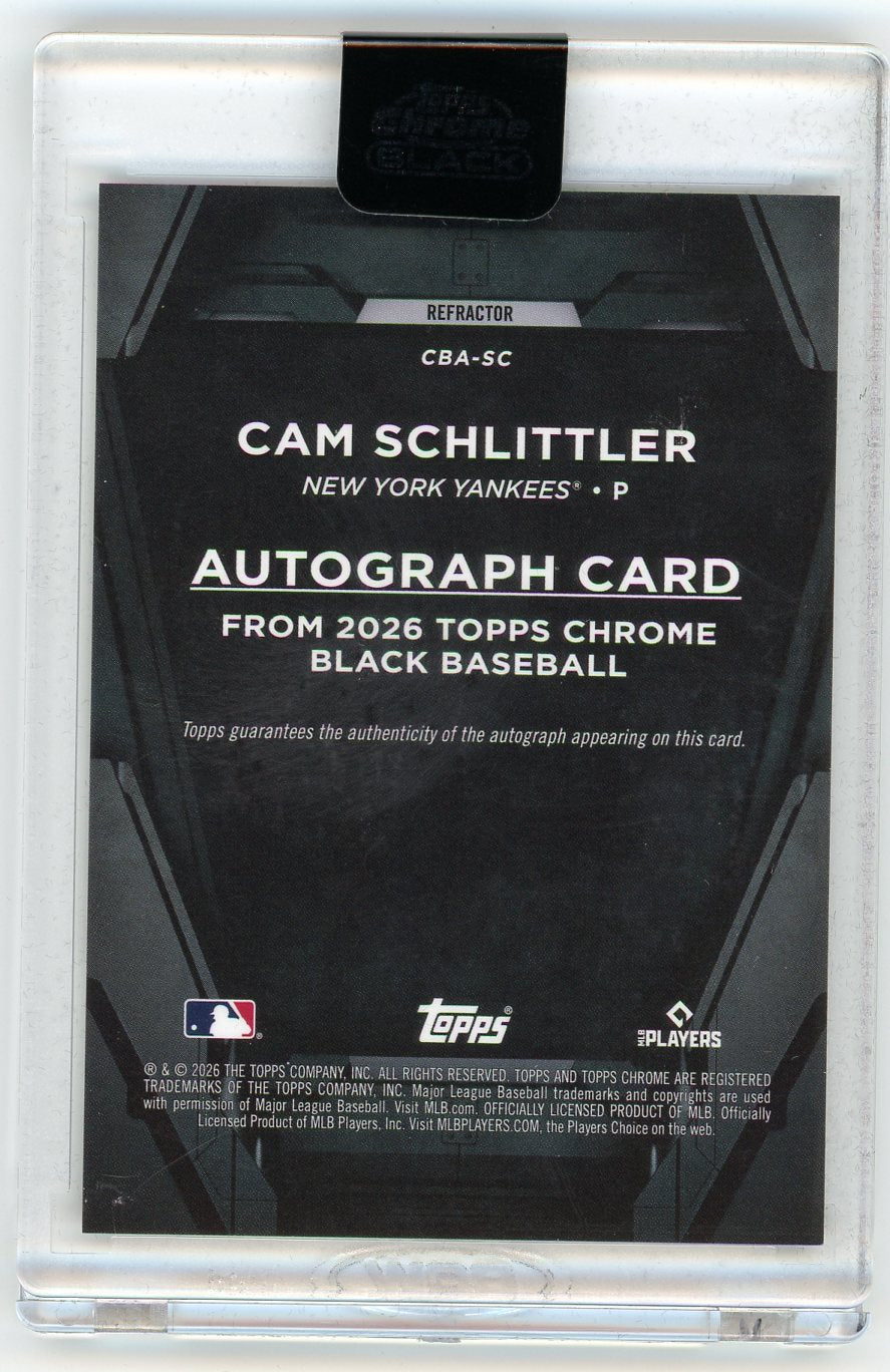 HL-INV 2026 Topps Chrome Black Cam Schlittler #CBA-SC Refractor /199 RC