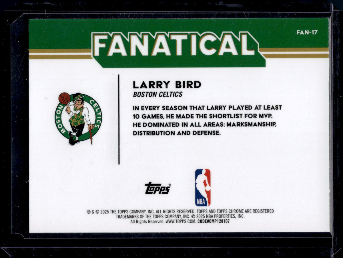HL-P03 2025 Topps Chrome Fanatical Larry Bird #FAN-17 Refractor
