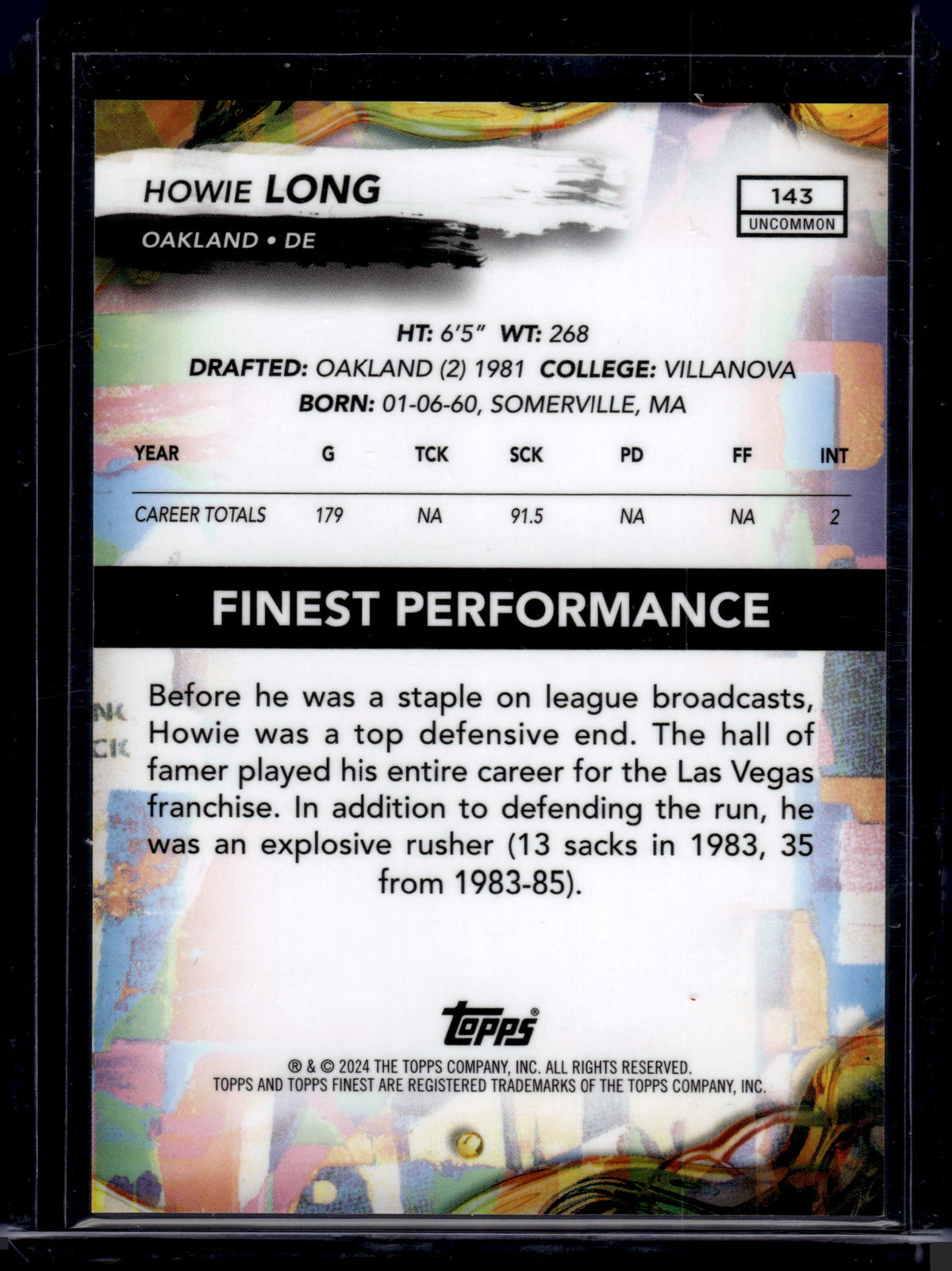HL-P05 2024 Topps Finest Howie Long #143 Oil Spill Geometric /15