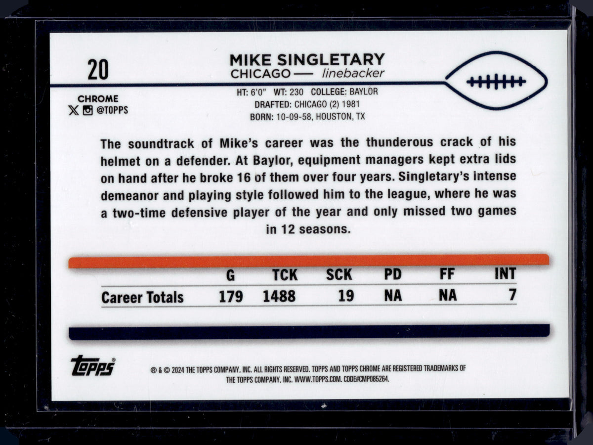 HL-P05 2024 Topps Chrome Mike Singletary #20 White Geometric /15