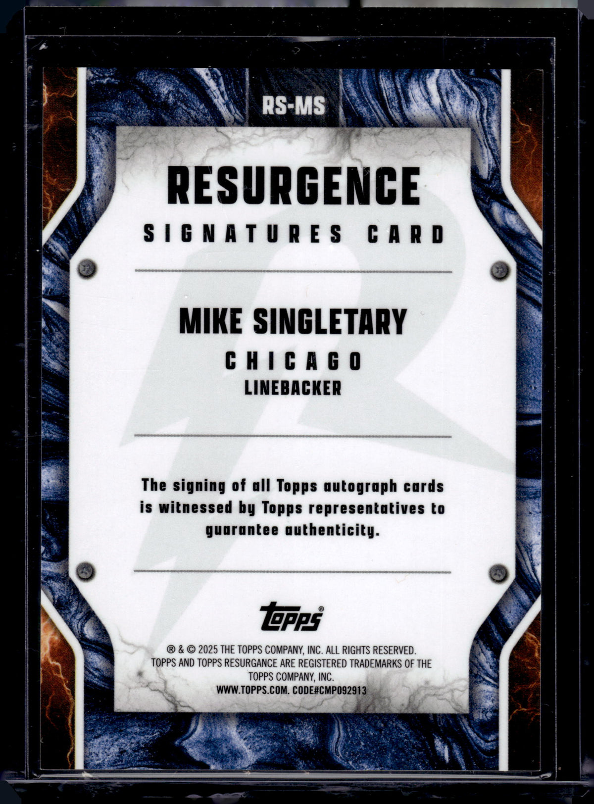 2025 Topps Resurgence Mike Singletary #RS-MS Blue Surge /99 Auto
