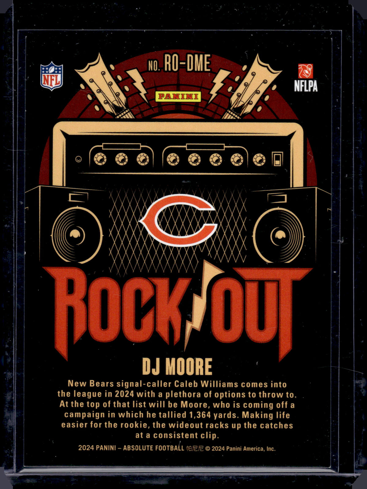 2024 Panini Absolute Football Rock Out DJ Moore #RO-DME Black Spectrum /1