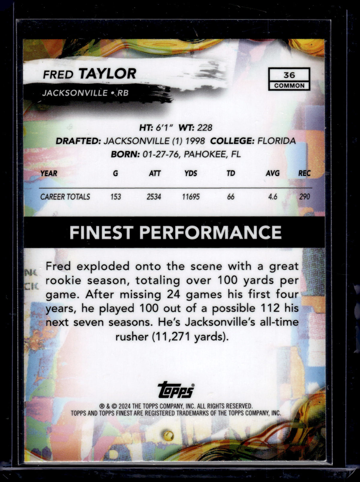 HL-P05 2024 Topps Finest Fred Taylor #36 Purple Refractor /250