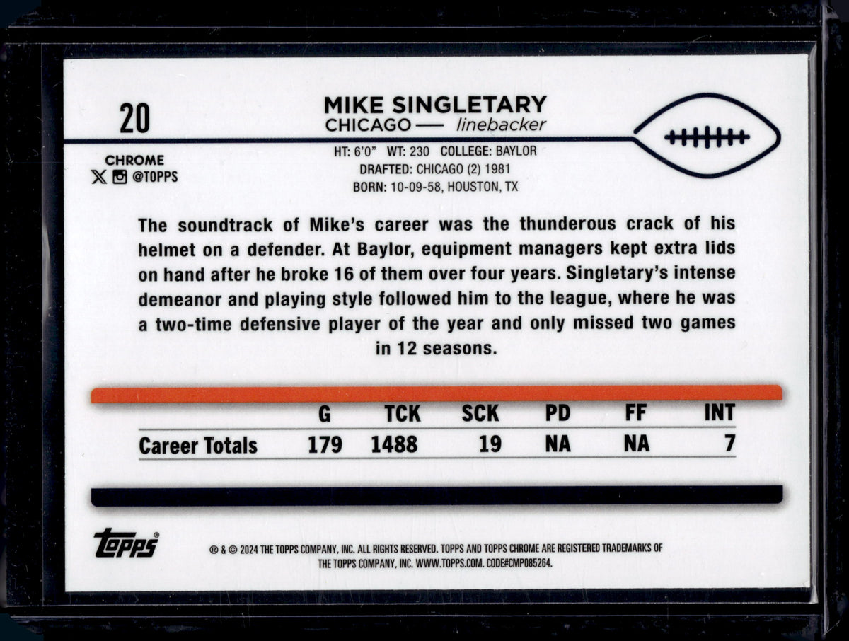 HL-P05 2024 Topps Chrome Mike Singletary #20 Yellow Geometric /75