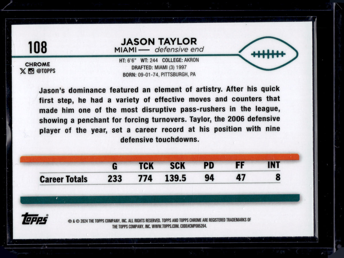 HL-P05 2024 Topps Chrome Jason Taylor #108 Blue Refractor /150