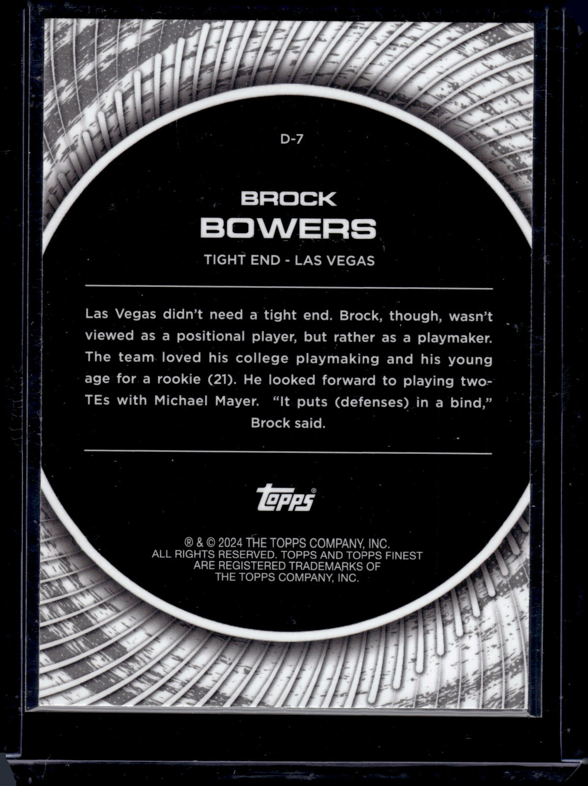HL-P05 2024 Topps Finest Debuts Brock Bowers #D-7 Refractor RC