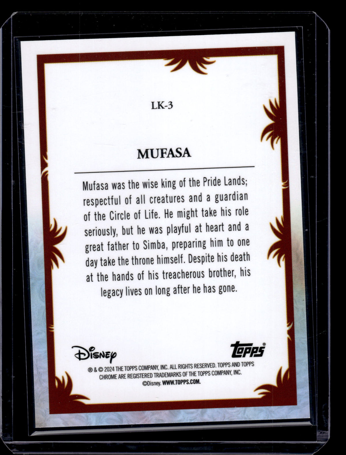 2024 Topps Chrome Disney Lion King 30th Anniversary Mufasa #LK-3