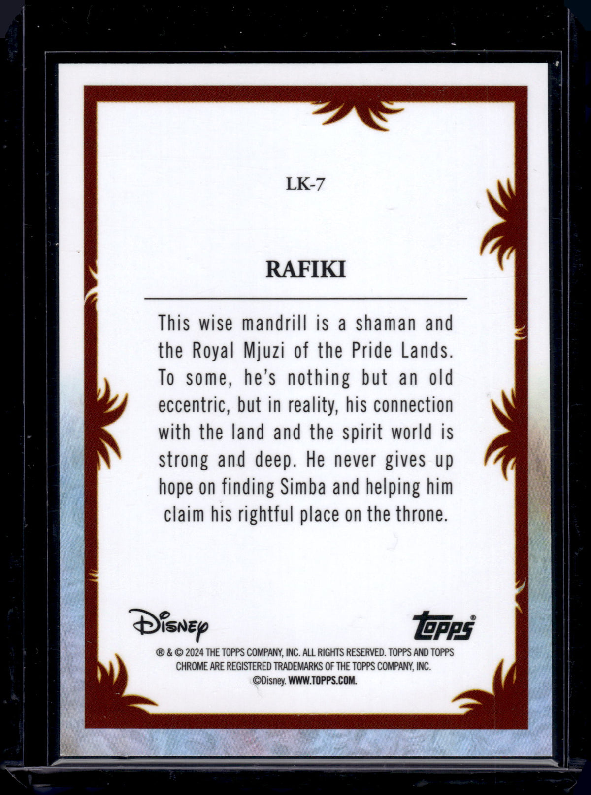 2024 Topps Chrome Disney Lion King 30th Anniversary Rafiki #LK-7