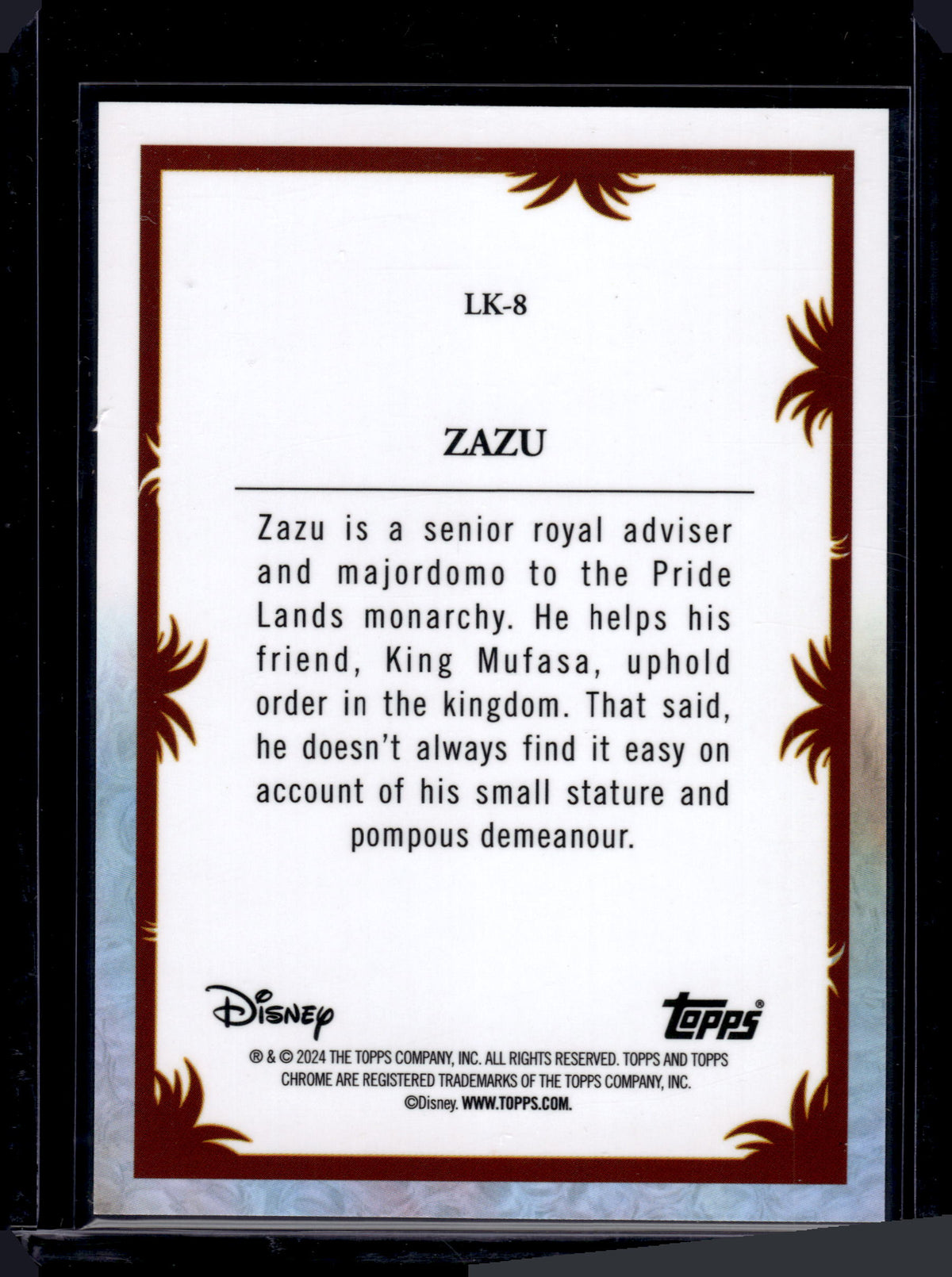 2024 Topps Chrome Disney Lion King 30th Anniversary Zazu #LK-8
