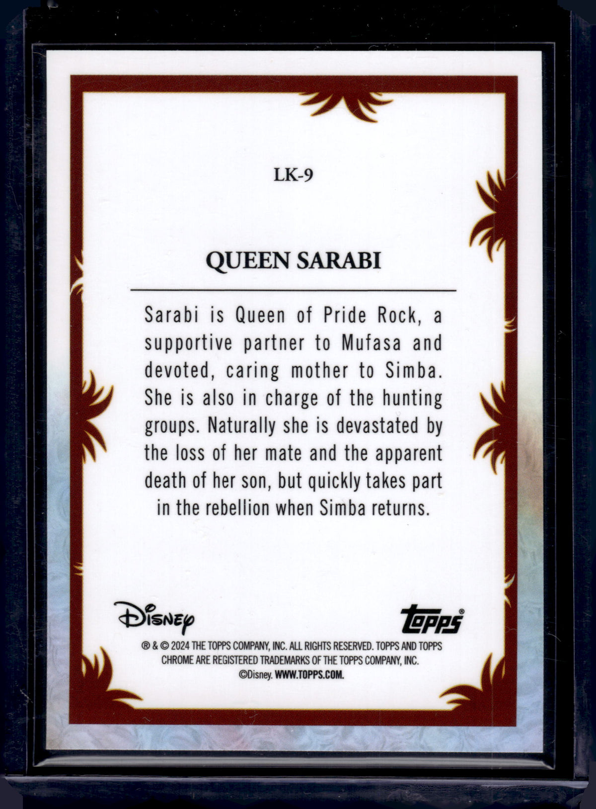 2024 Topps Chrome Disney Lion King 30th Anniversary Queen Sarabi #LK-9