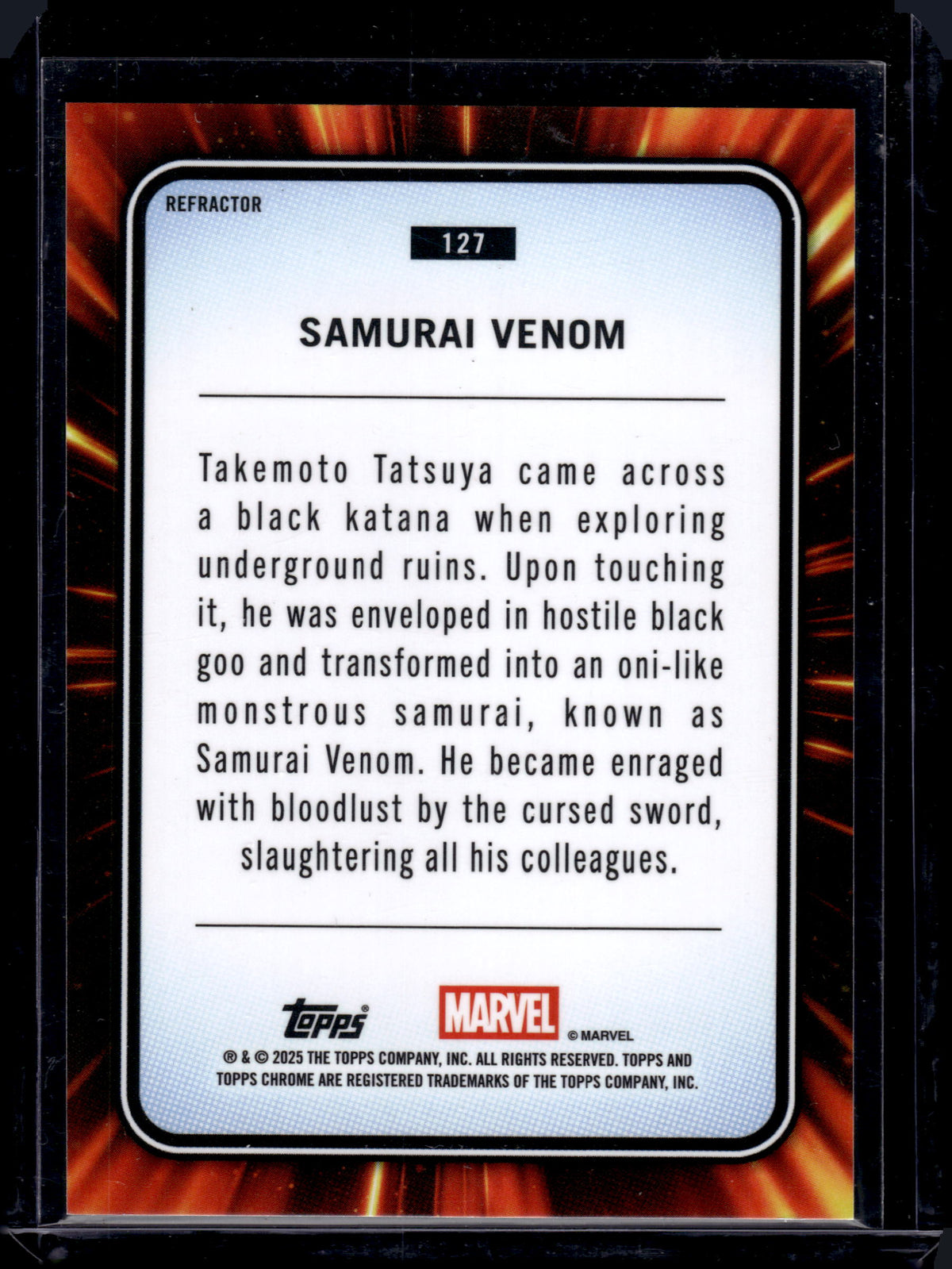 2025 Topps Chrome Marvel Samurai Venom 1st Appearance Refractor #127