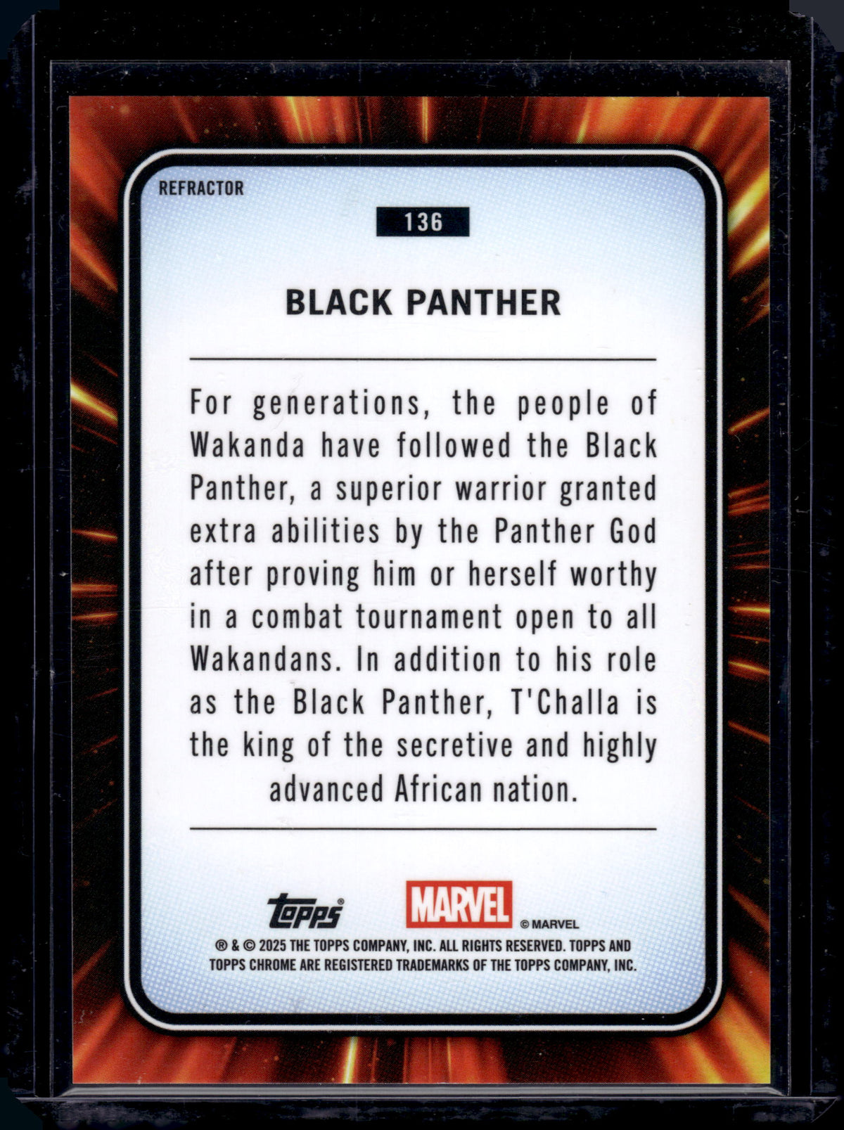 2025 Topps Chrome Marvel Black Panther Refractor #136