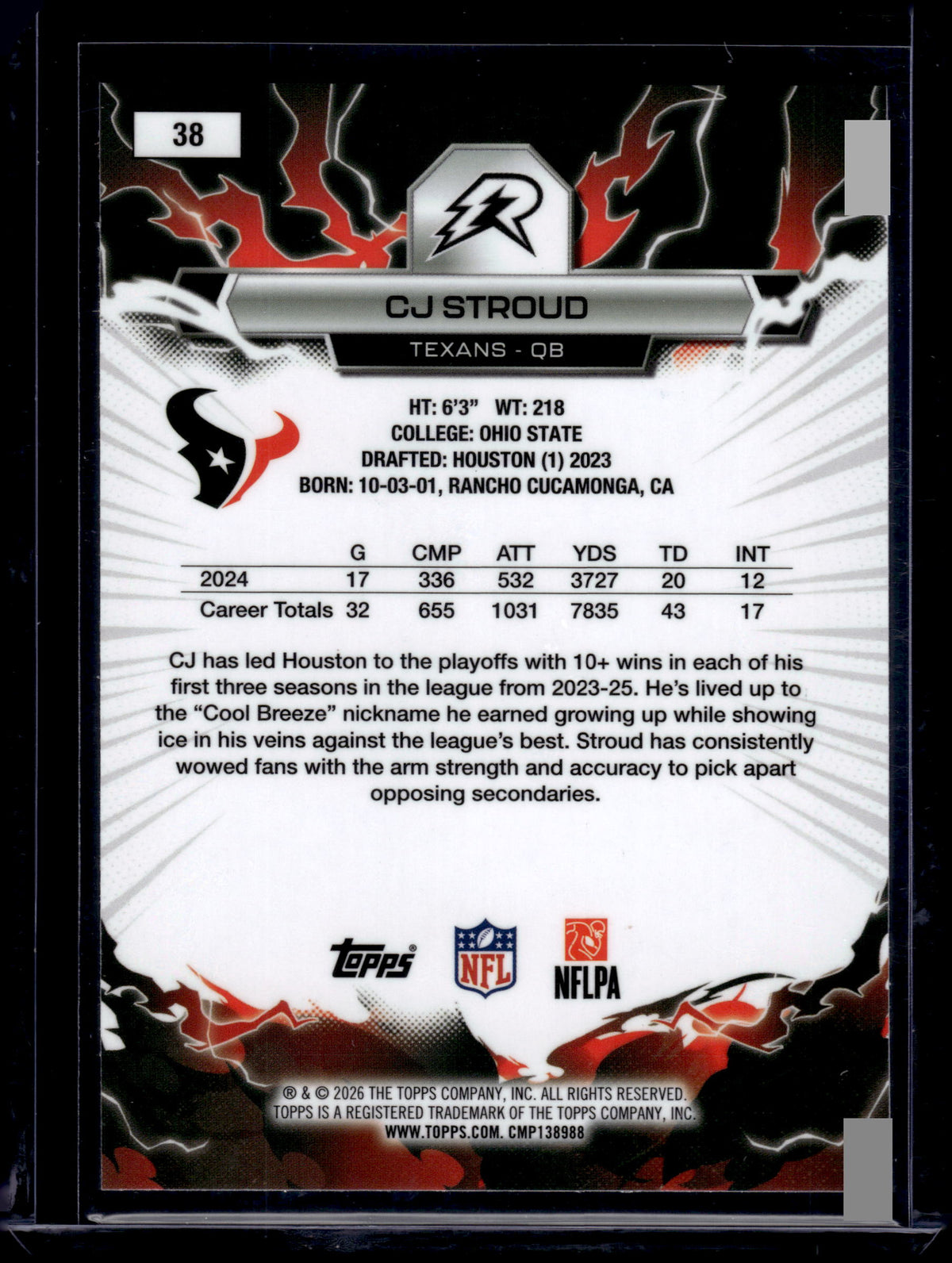 2026 Topps Resurgence CJ Stroud #38 Orange Blue Surge
