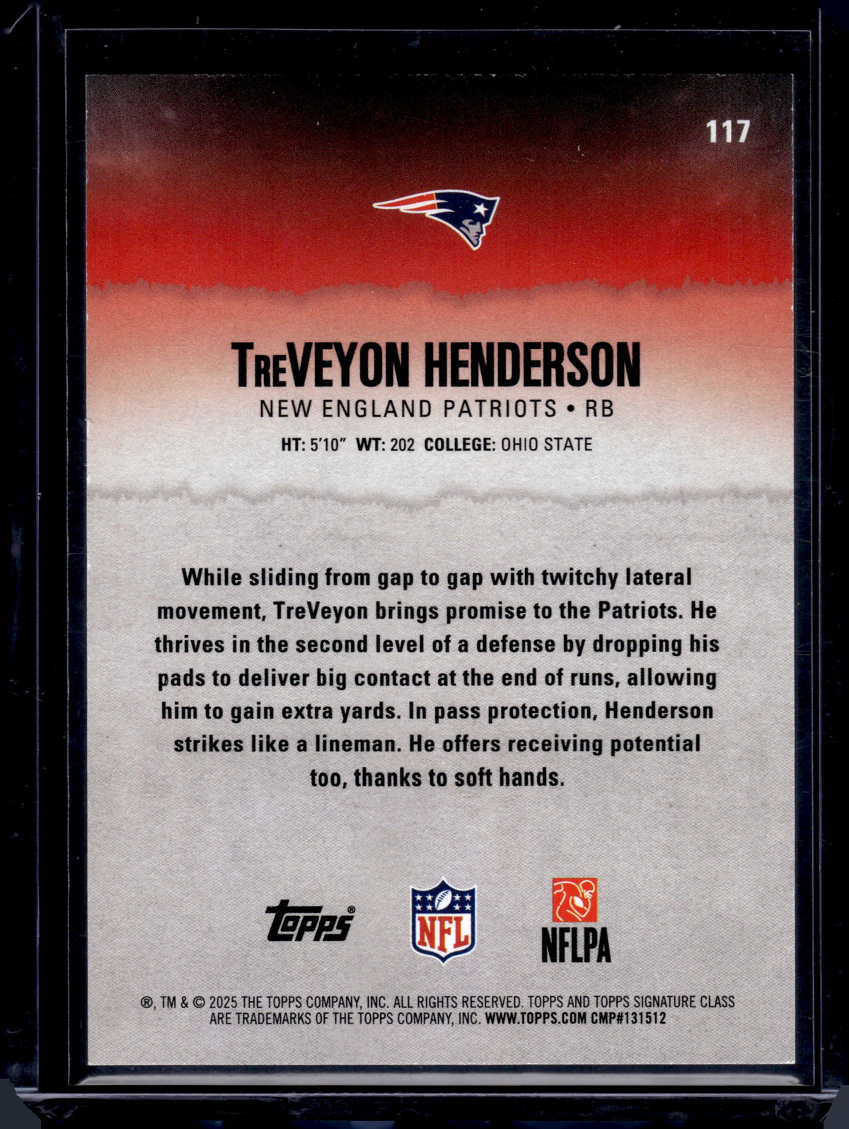 2025 Topps Signature Class TreVeyon Henderson #117 Red /25 RC