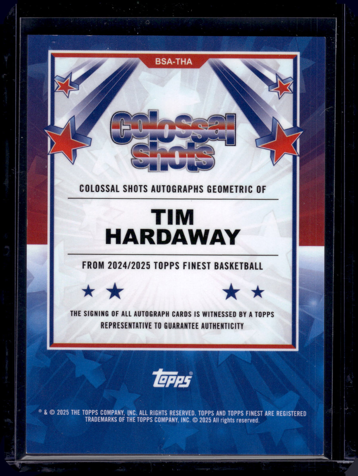 HL-INV 2025 Topps Finest Colossal Shots Autographs Geo Tim Hardaway #BSA-THA