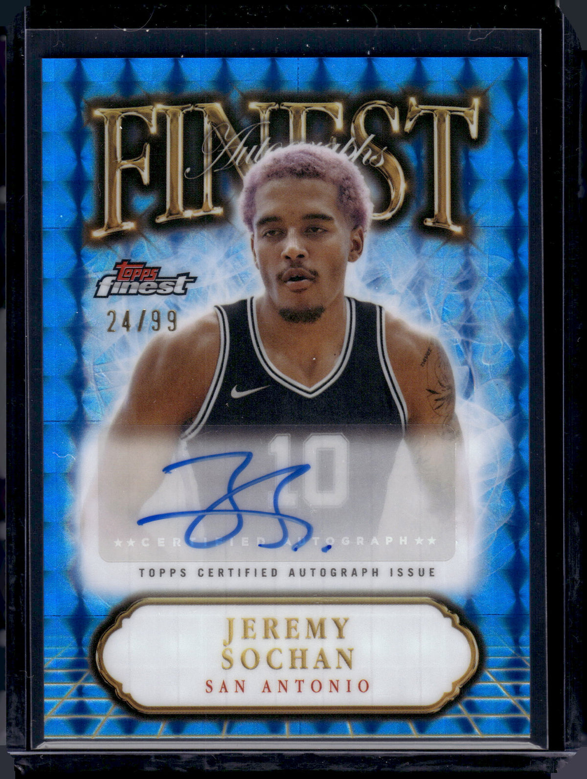 HL-INV 2025 Topps Finest Basketball Auto Jeremy Sochan #FA-JS Blue Geometric /99