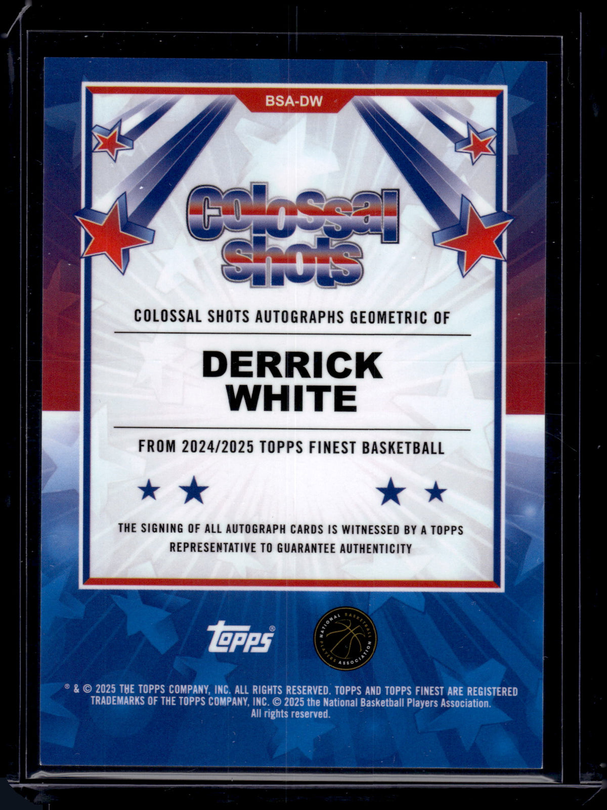 HL-INV 2025 Topps Finest Colossal Shots Auto Derrick White #BSA-DW Geometric /25