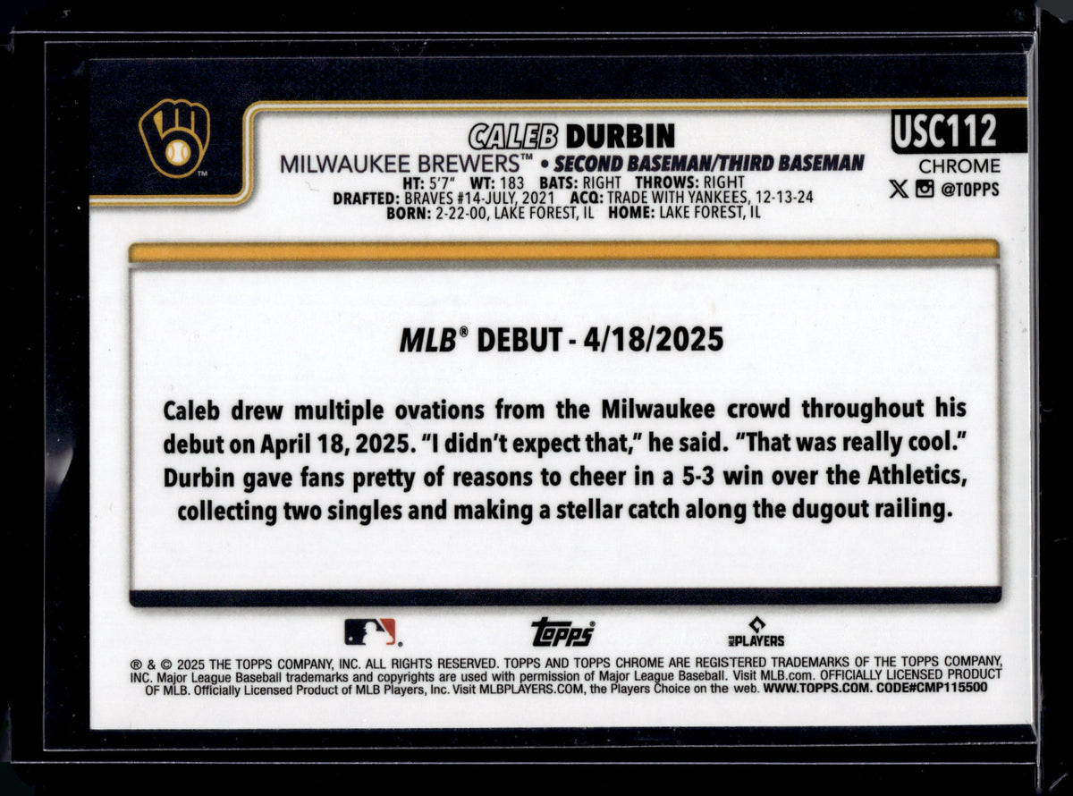 2025 Topps Chrome Update Caleb Durbin #USC112 Green Geometric /99 RC