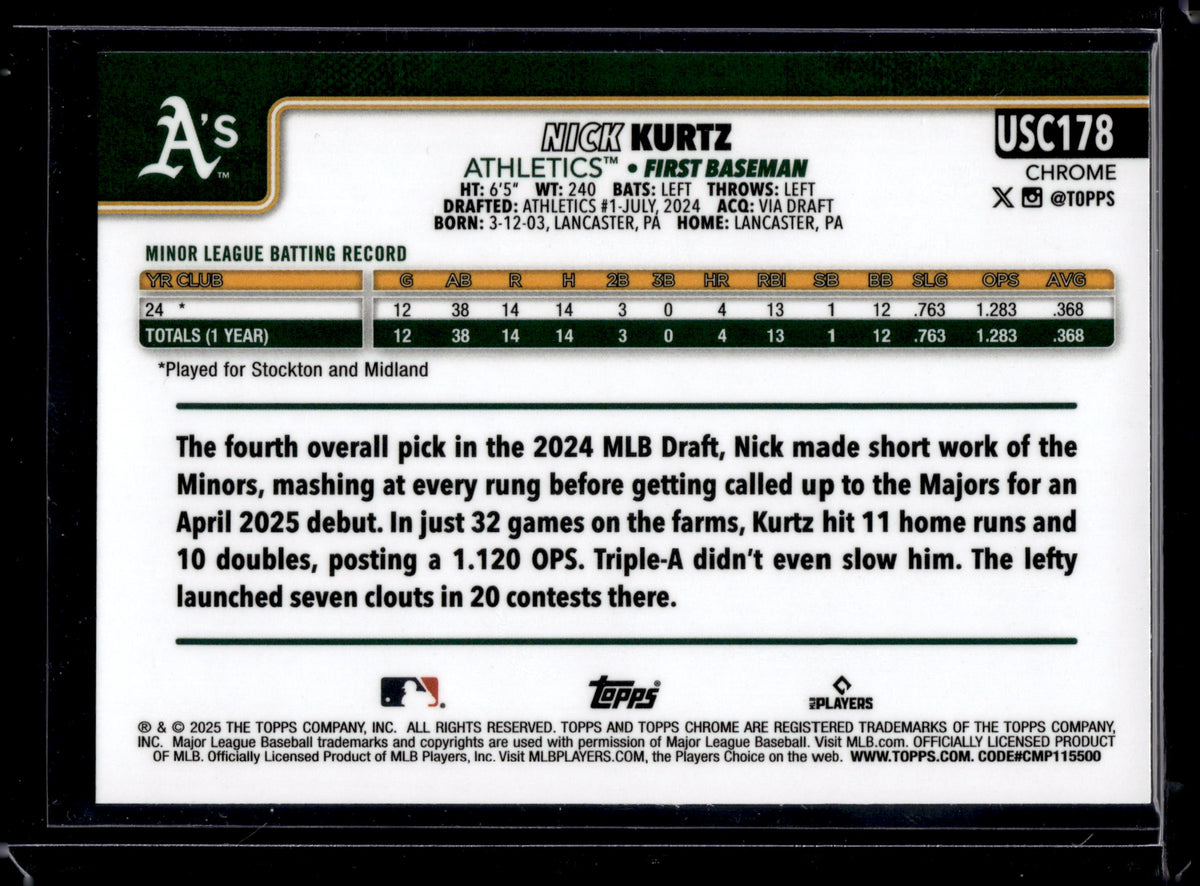 2025 Topps Chrome Update Series Nick Kurtz #USC178 Geometric RC