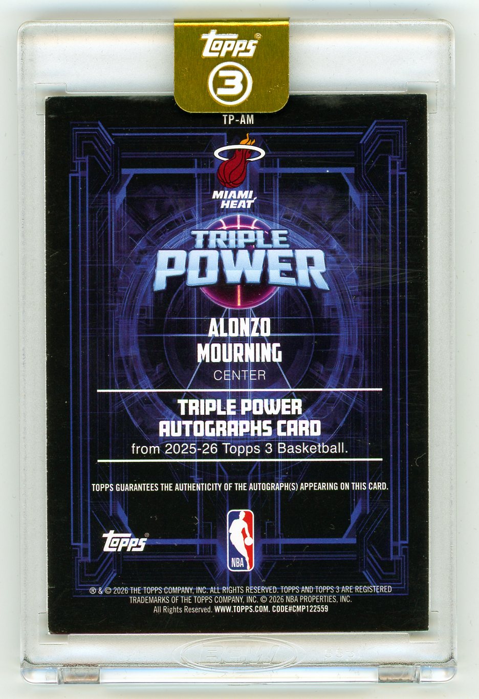 2026 Topps 3 Basketball Triple Power Alonzo Mourning #TP-AM /25 Auto