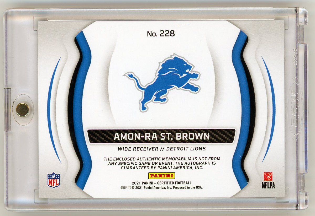 2021 Panini Certified Freshman Fabric Amon-Ra St. Brown #228 /299 Auto RC