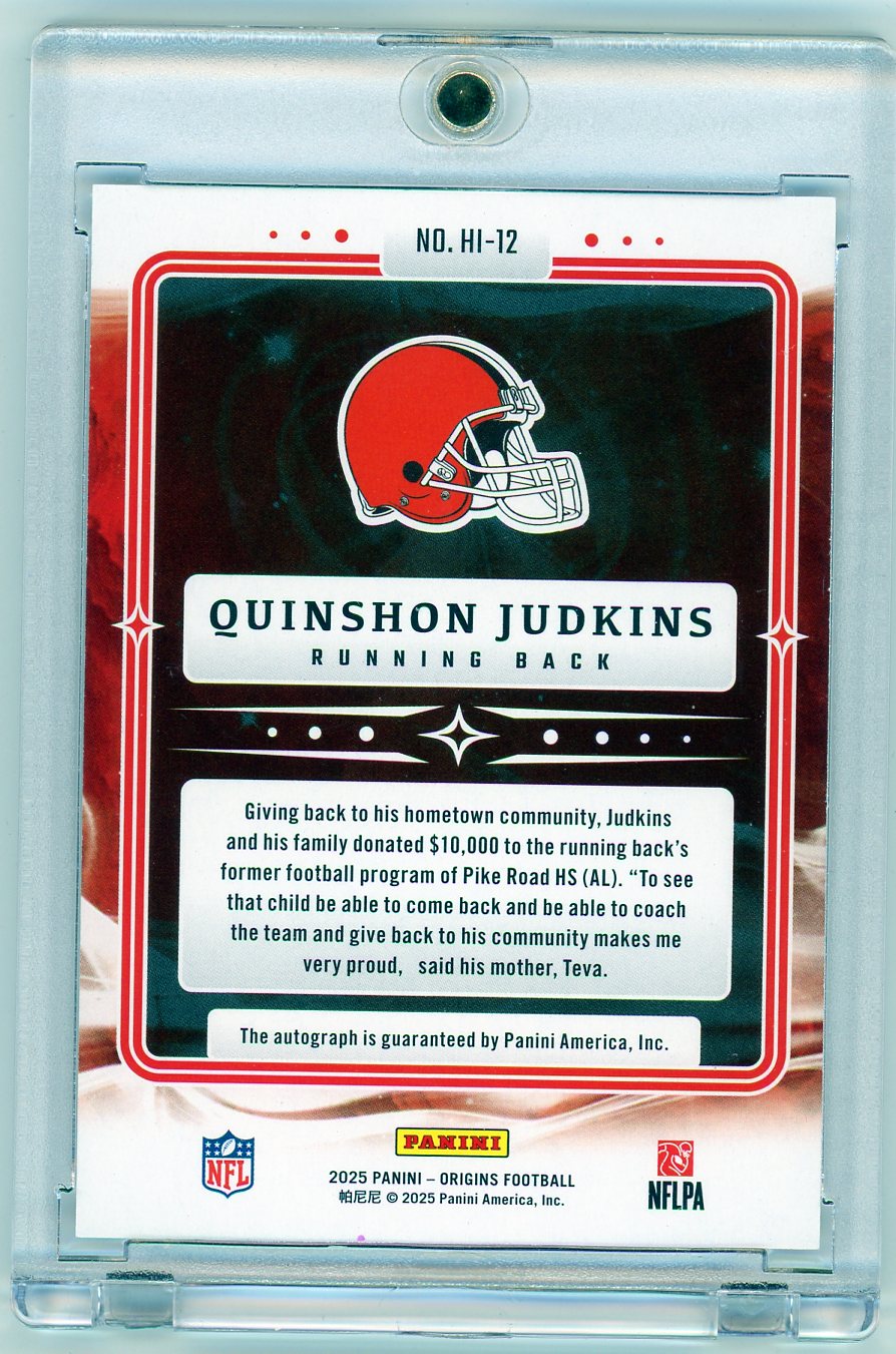 2025 Panini Hometown Inscriptions Quinshon Judkins #HI-12 /99 Auto RC