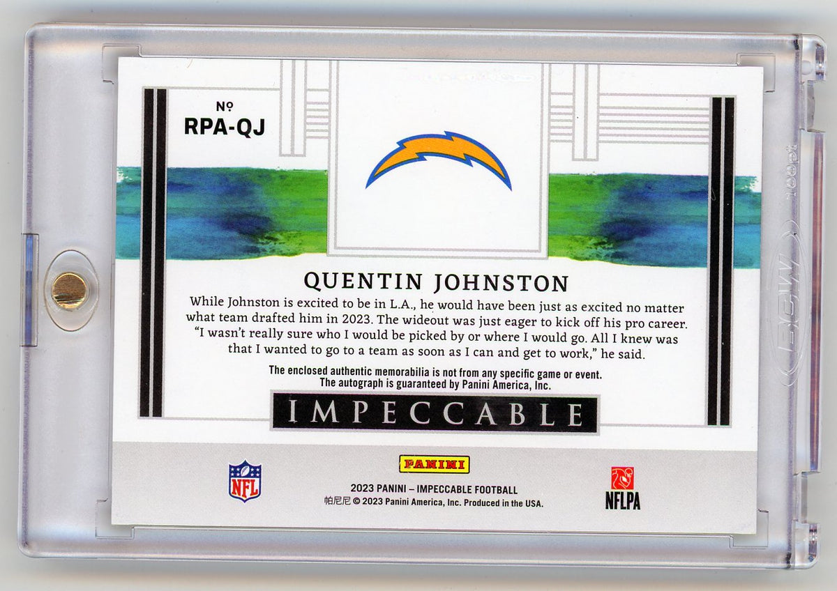 2023 Panini Impeccable Quentin Johnston #RPA-QJ /49 Auto RC