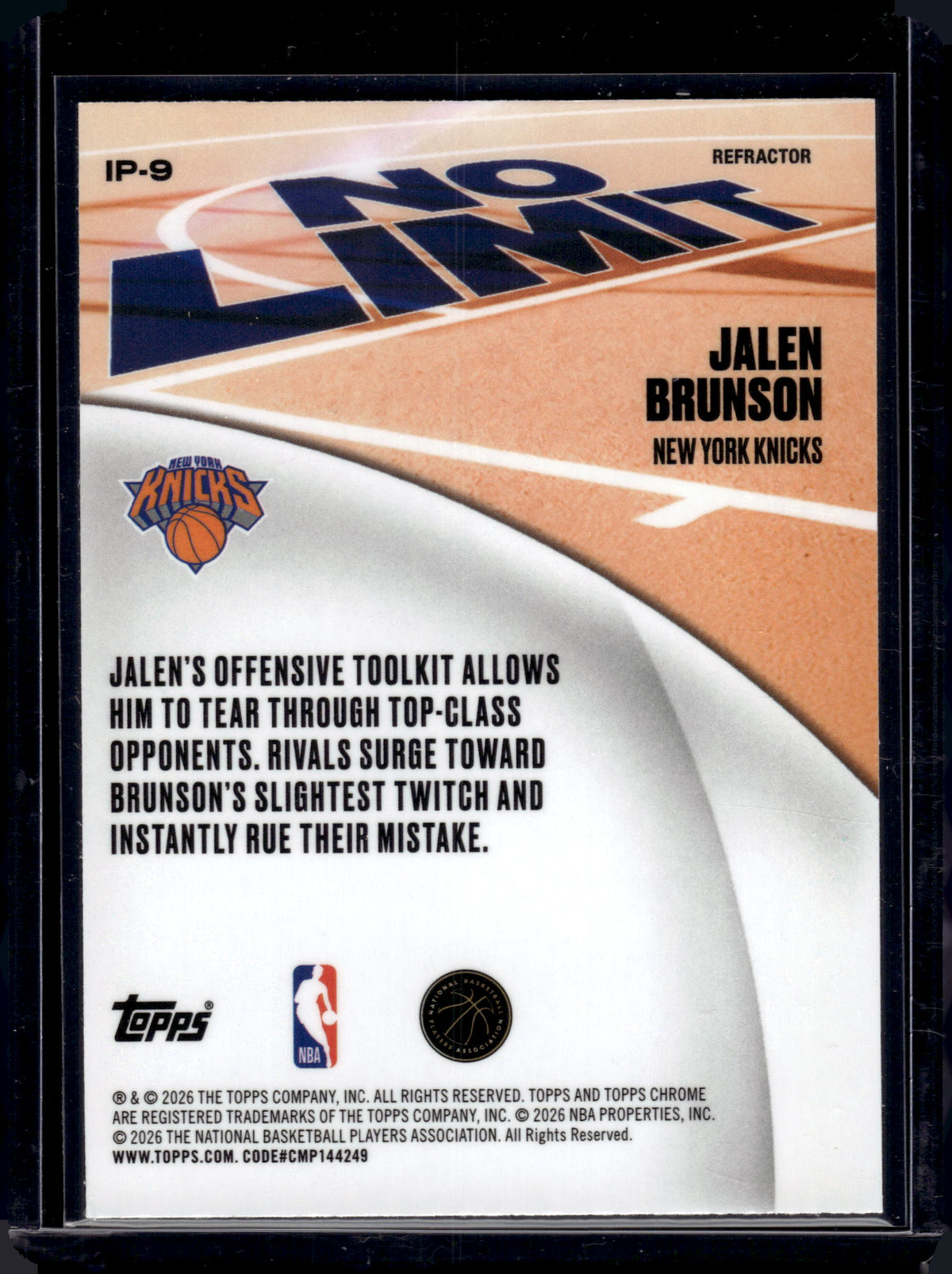 2026 Topps Chrome No Limit Jalen Brunson #IP-9 Refractor