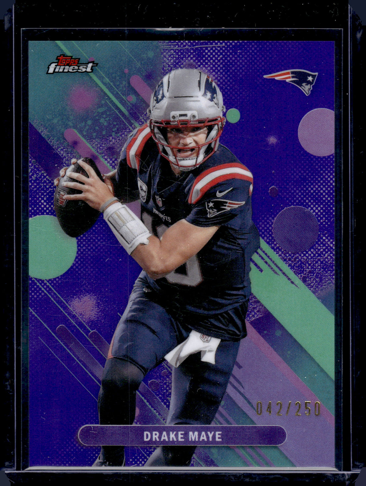 2025 Topps Finest Drake Maye #62 Purple Refractor /250