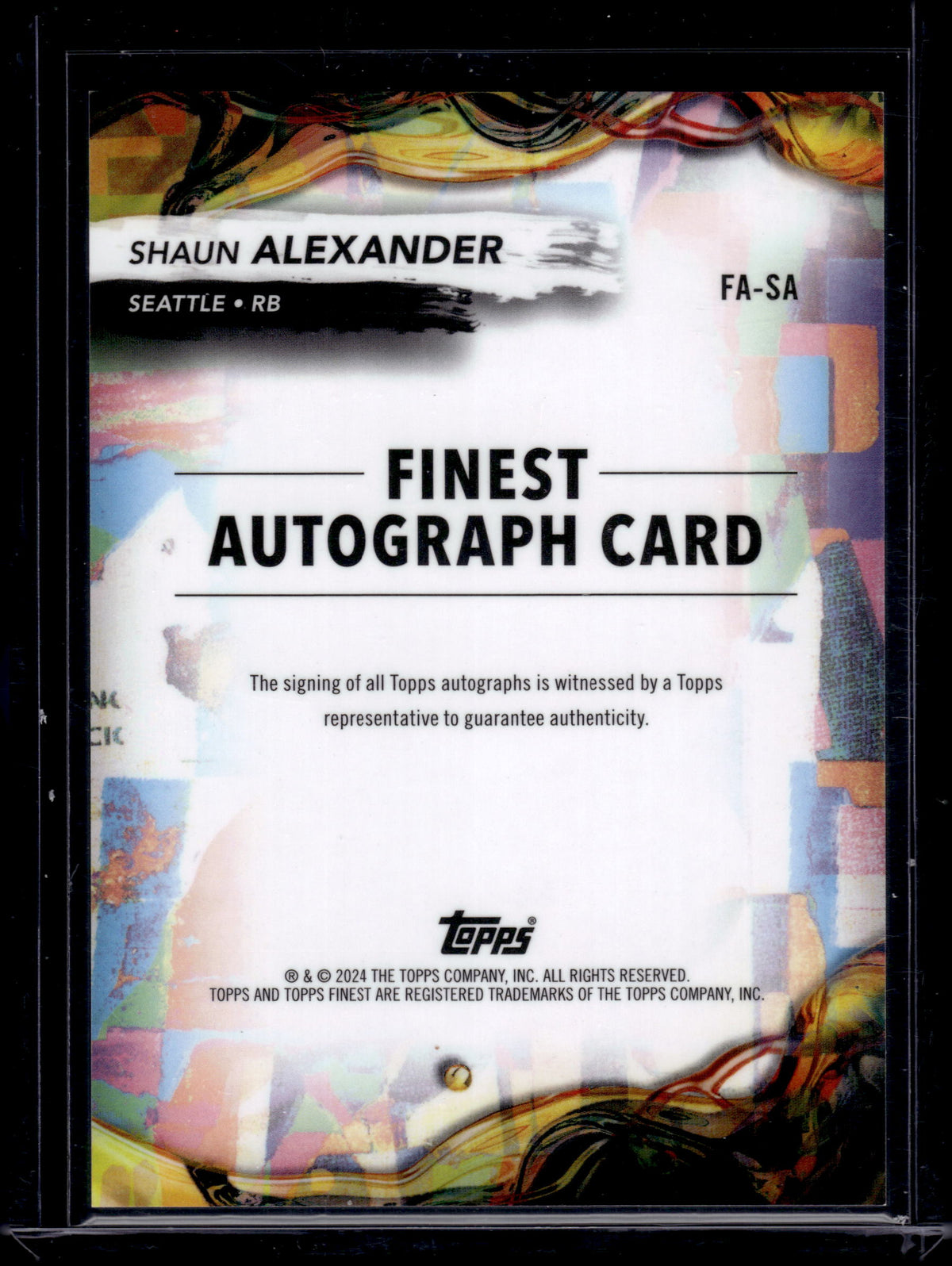 2024 Topps Finest Authograph Shaun Alexander #FA-SA Red Refractor /5 Auto