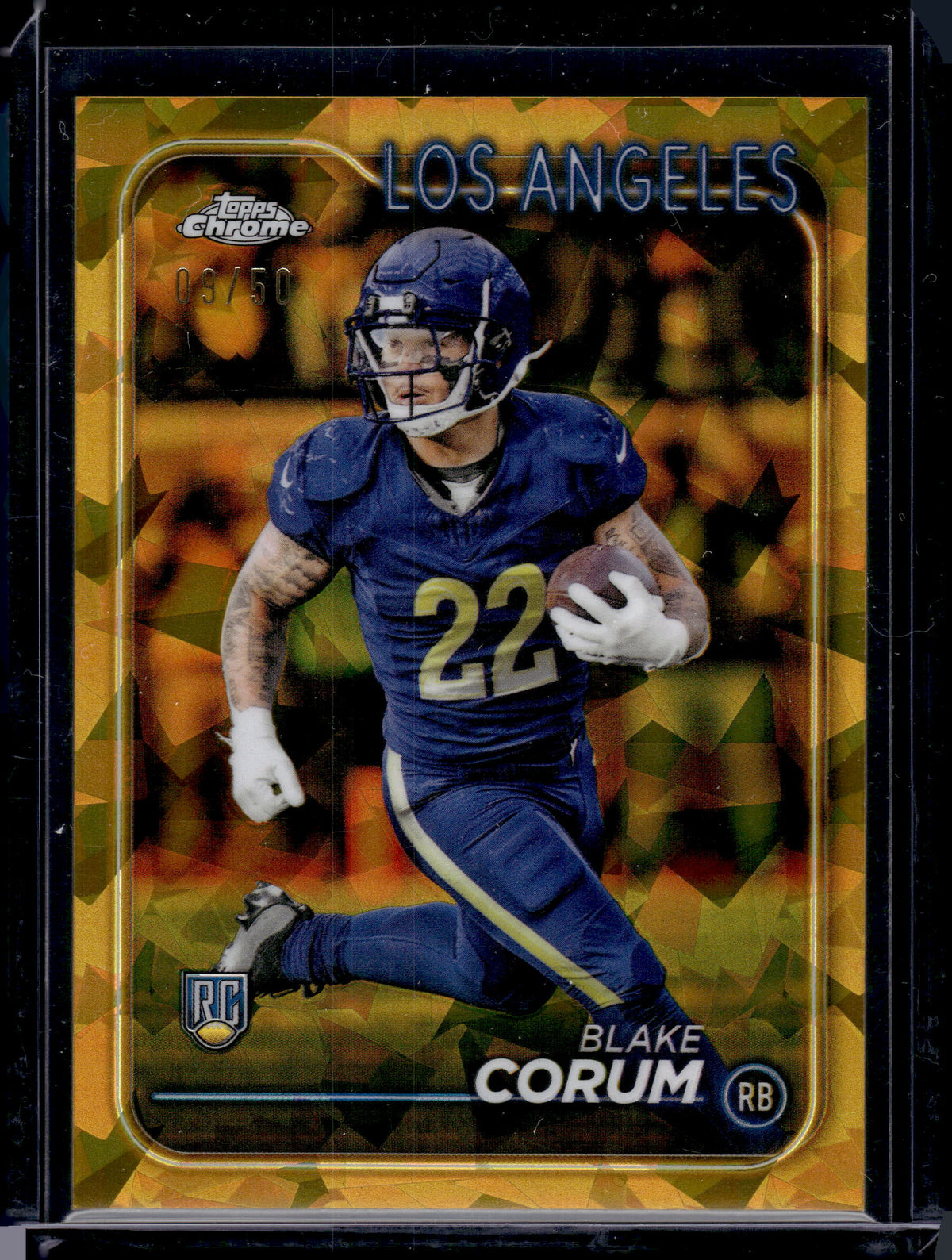 2024 Topps Chrome Blake Corum #219 Gold Sapphire /50 RC