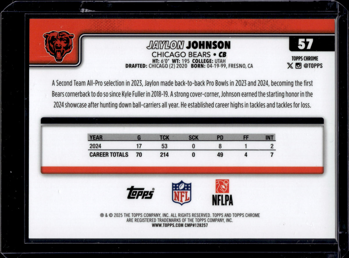 2025 Topps Chrome Jaylon Johnson #57 Gold Geometric Refractor /50