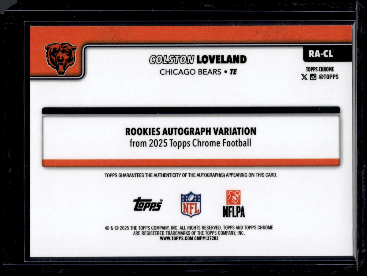 2025 Topps Chrome Colston Loveland #RA-CL Aqua Lava /299 Auto RC
