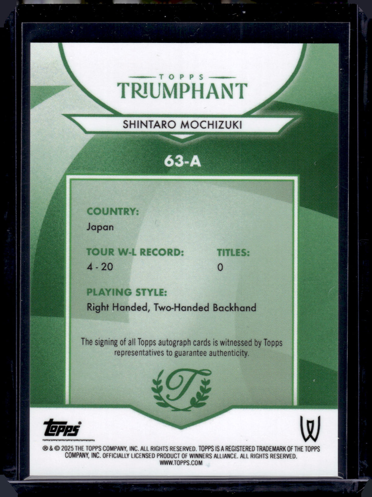 HL-P06 2025 Topps Triumphant Shintaro Mochizuki #63-A /35