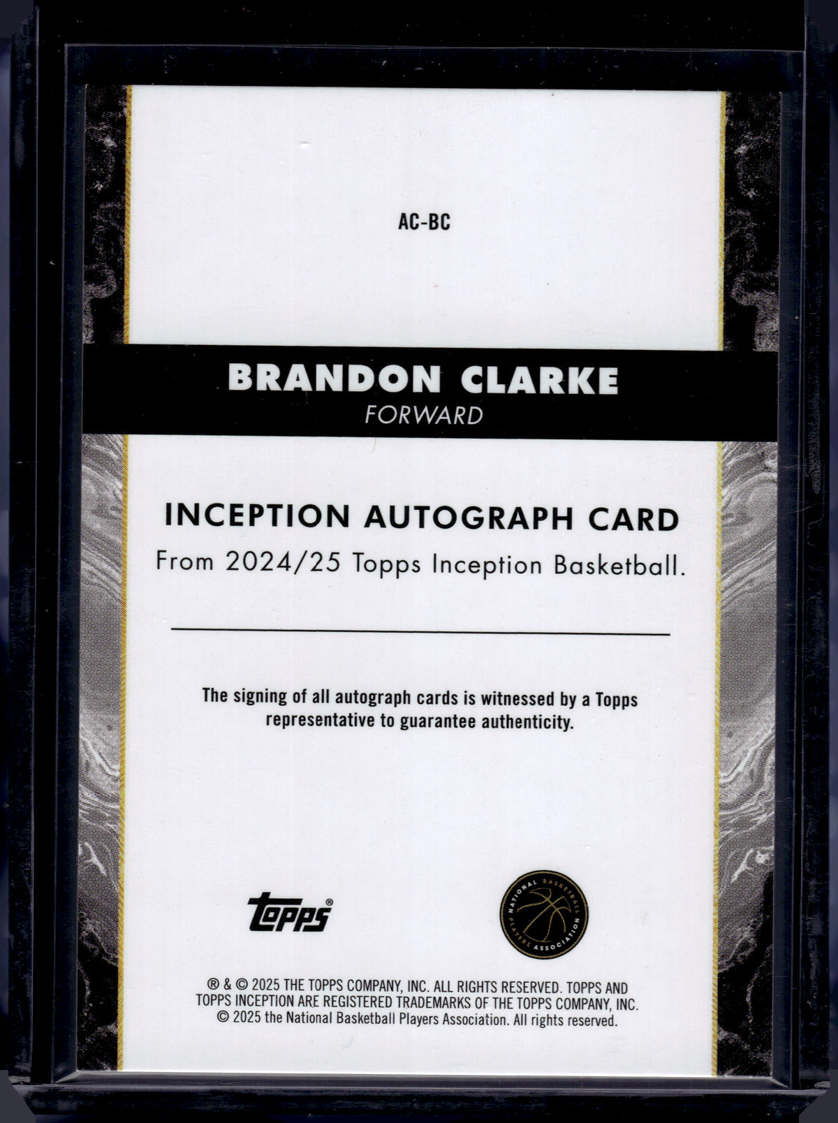 HL-P06 2025 Topps Inception Basketball Brandon Clarke #AC-BC