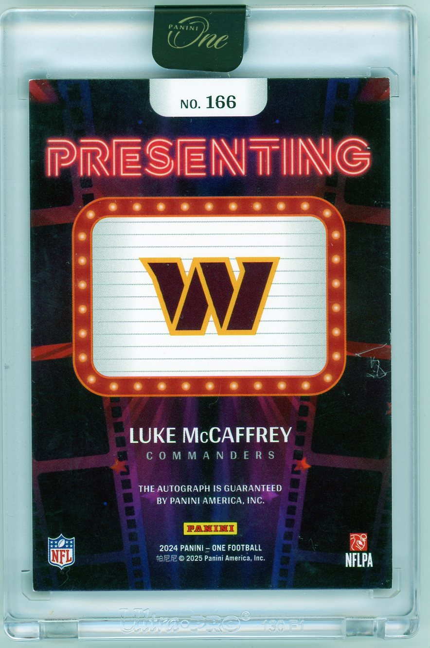 2024 Panini One Football Presenting Luke McCaffrey #166 /49 Auto RC