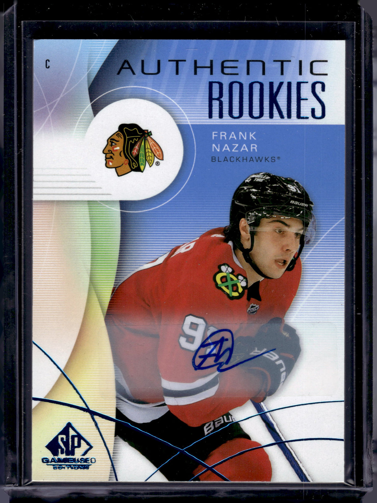 2025 Upper Deck SP Game Used Authentic Rookies Frank Nazar #210 Blue Auto