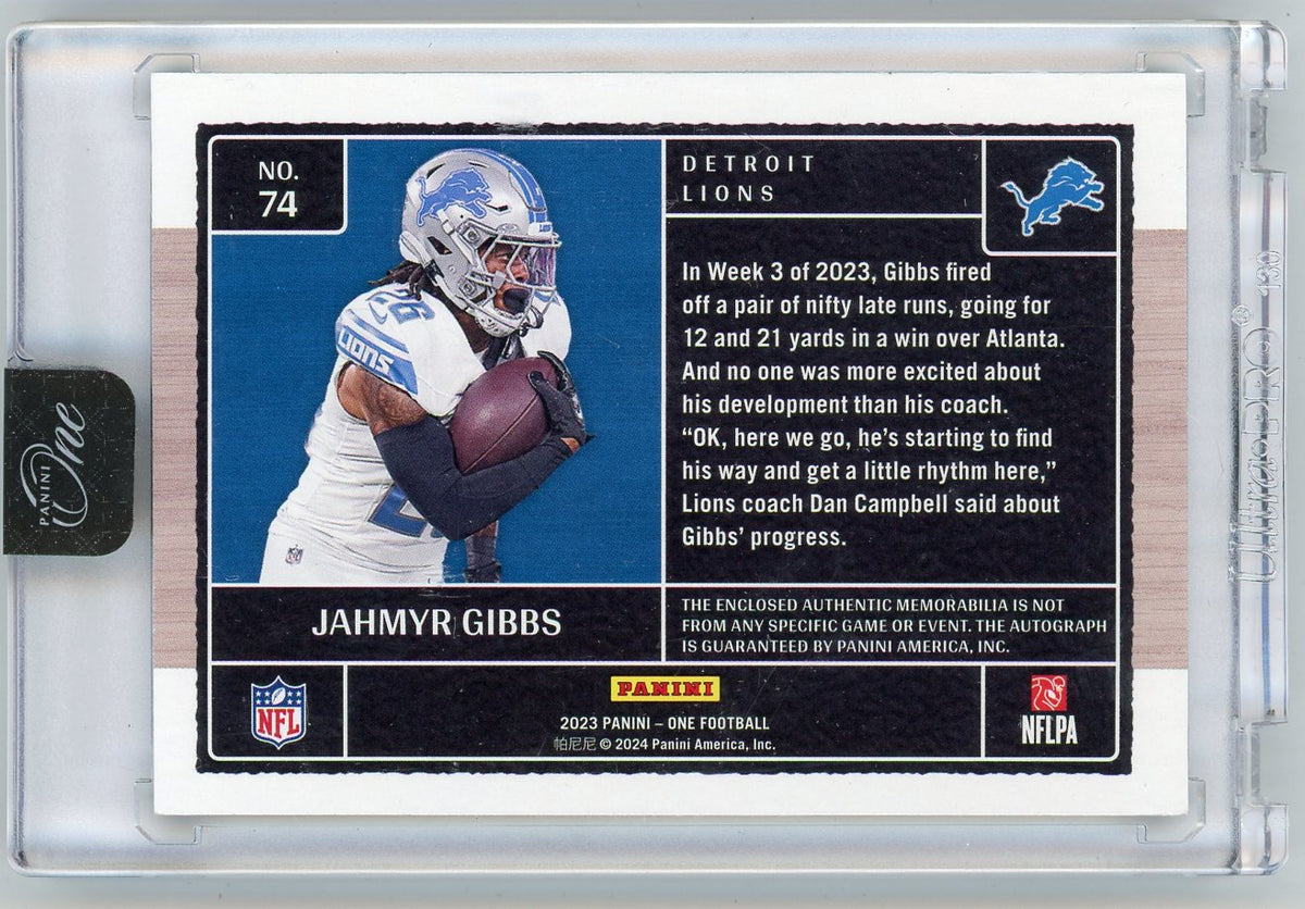 HL-P04 2023 Panini One Square One Jahmyr Gibbs #74 /49 Auto RC