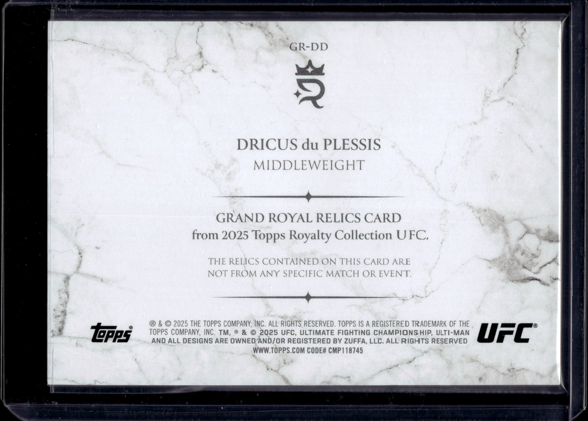 HL-INV 2025 Topps Royalty UFC Grand Royal Relics Dricus du Plessis #GR-DD /99