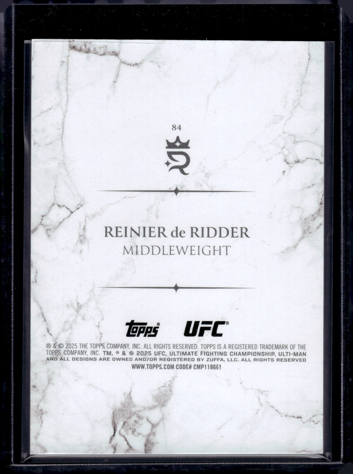 HL-INV 2025 Topps UFC Royalty Reinier de Ridder #84 /99