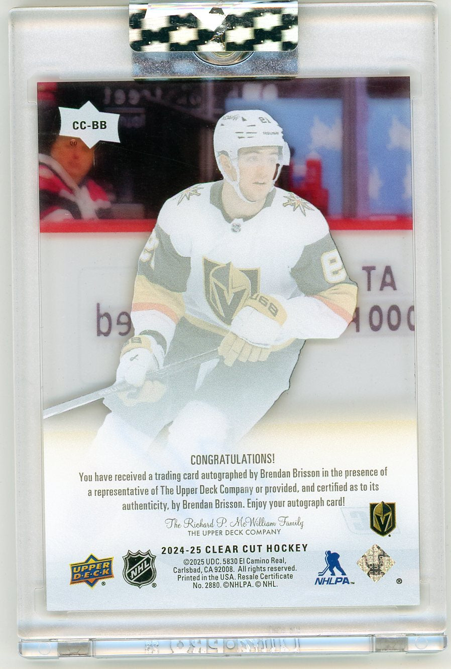 HL-P06 2024 Upper Deck Clear Cut Brendan Brisson #CC-BB RC