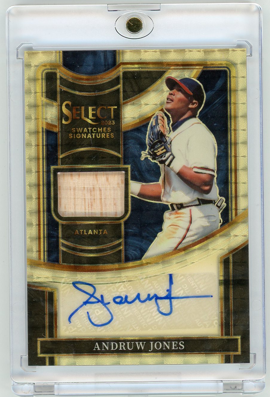 HL-P02 2023 Panini Select Swatches Signatures Prizm Andruw Jones #SSS-AJ Gold