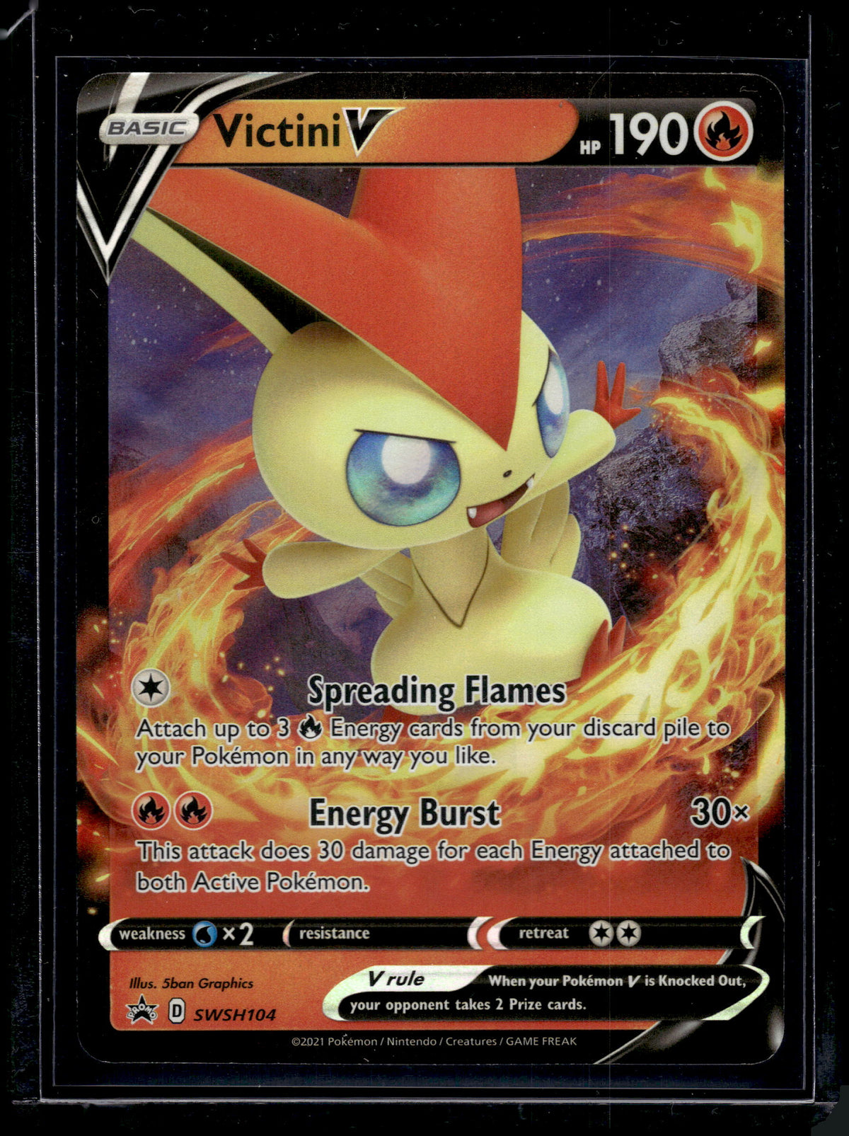 2021 Pokemon Sword & Shield Victini V Holo Black Star #SWSH104